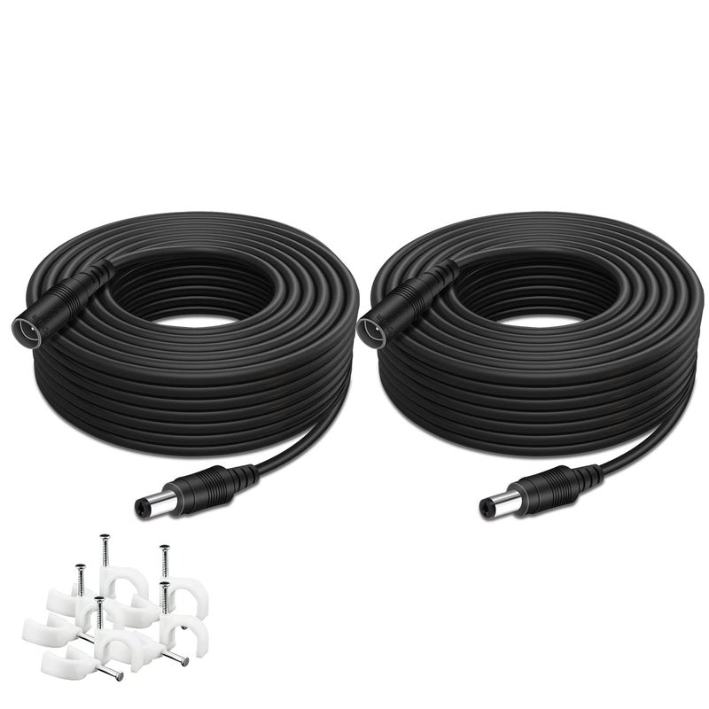 WILDHD DC Power Extension Cable, 33ft 2Pack 2.1mmx5.5mm DC Plug Power Supply Adapter Extension Cord 20AWG Power Cord Compatible with 12V,24V Wireless CCTV IP Security Camera,Led Strip Lights(2pcs Black) - Image 1